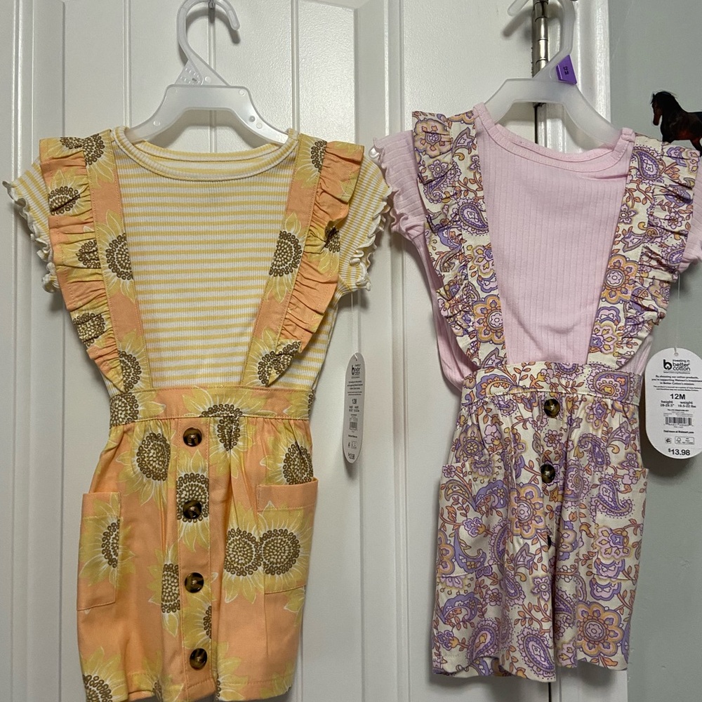 NWT, 2T dresses with shirts, 2 dresses